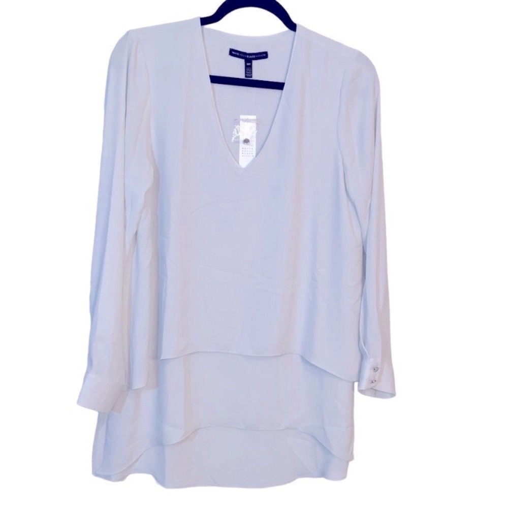 NWT White House Black Market Gray Blouse Size: MP
